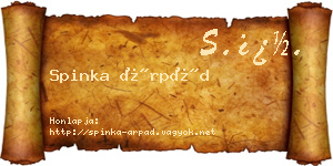 Spinka Árpád névjegykártya